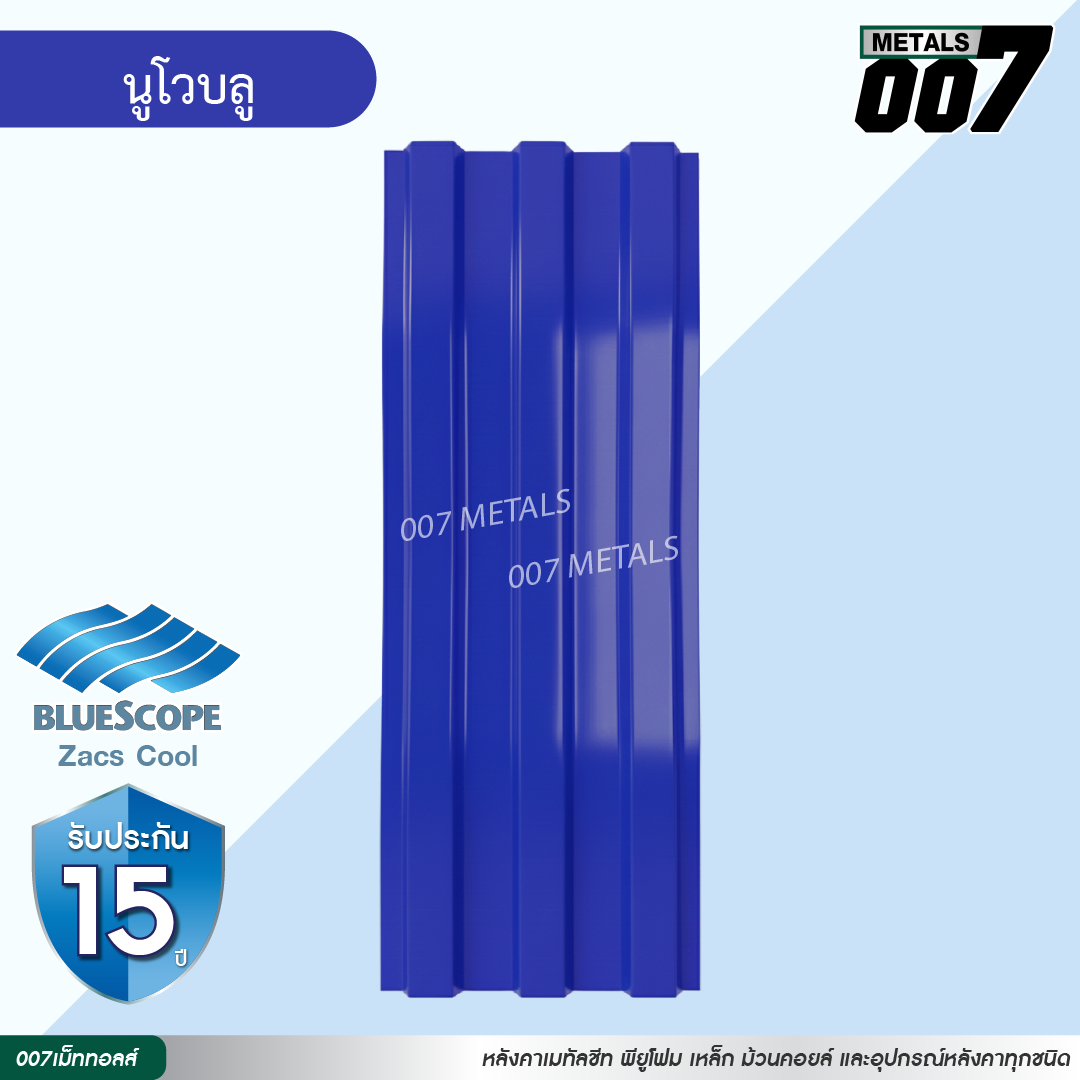 ลอนพาแนล 3 สัน บลูสโคป กว้าง 29.8 ซม. สีนูโว บลู