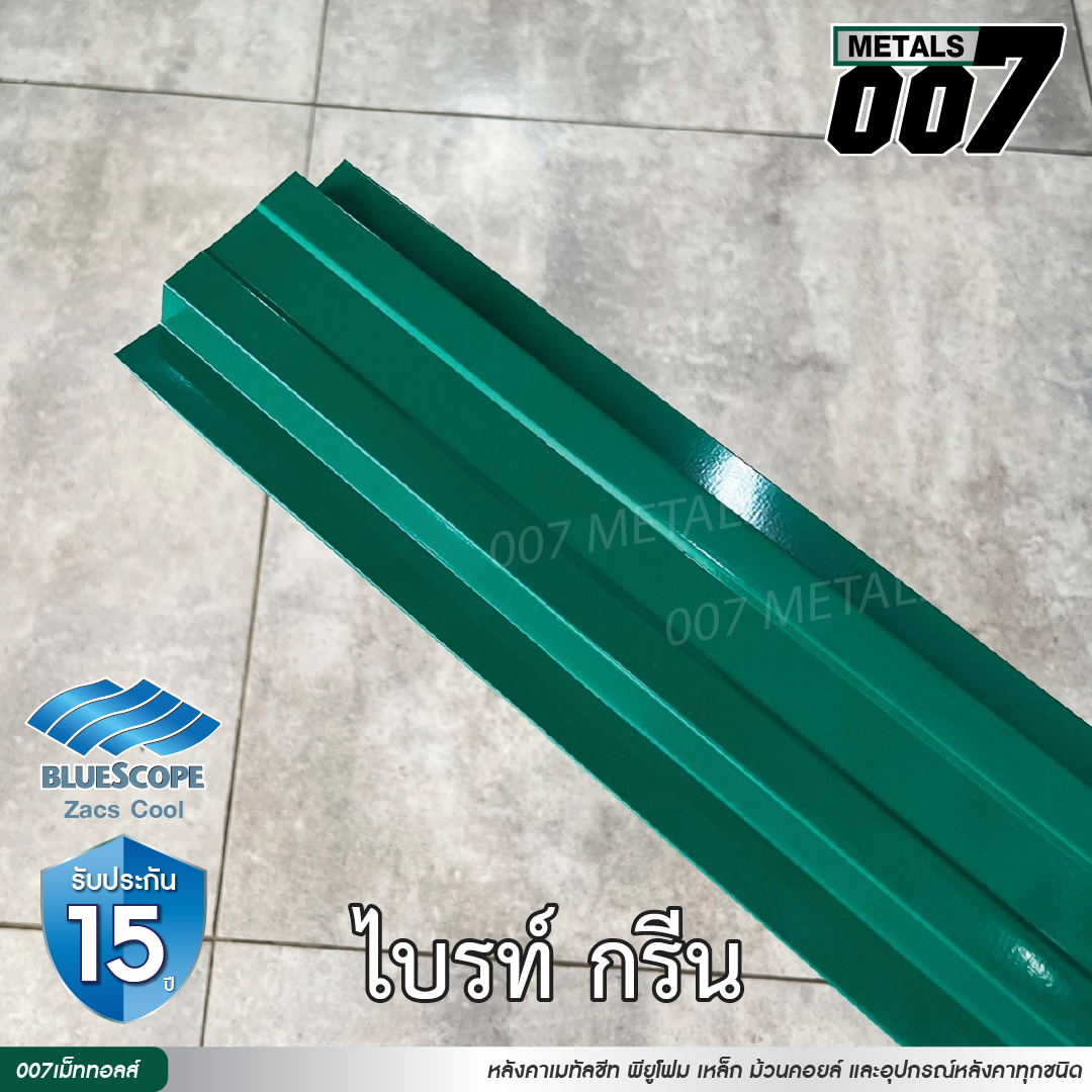 ลอนรั้ว บลูสโคป กว้าง 10 ซม. สีไบรท์ กรีน