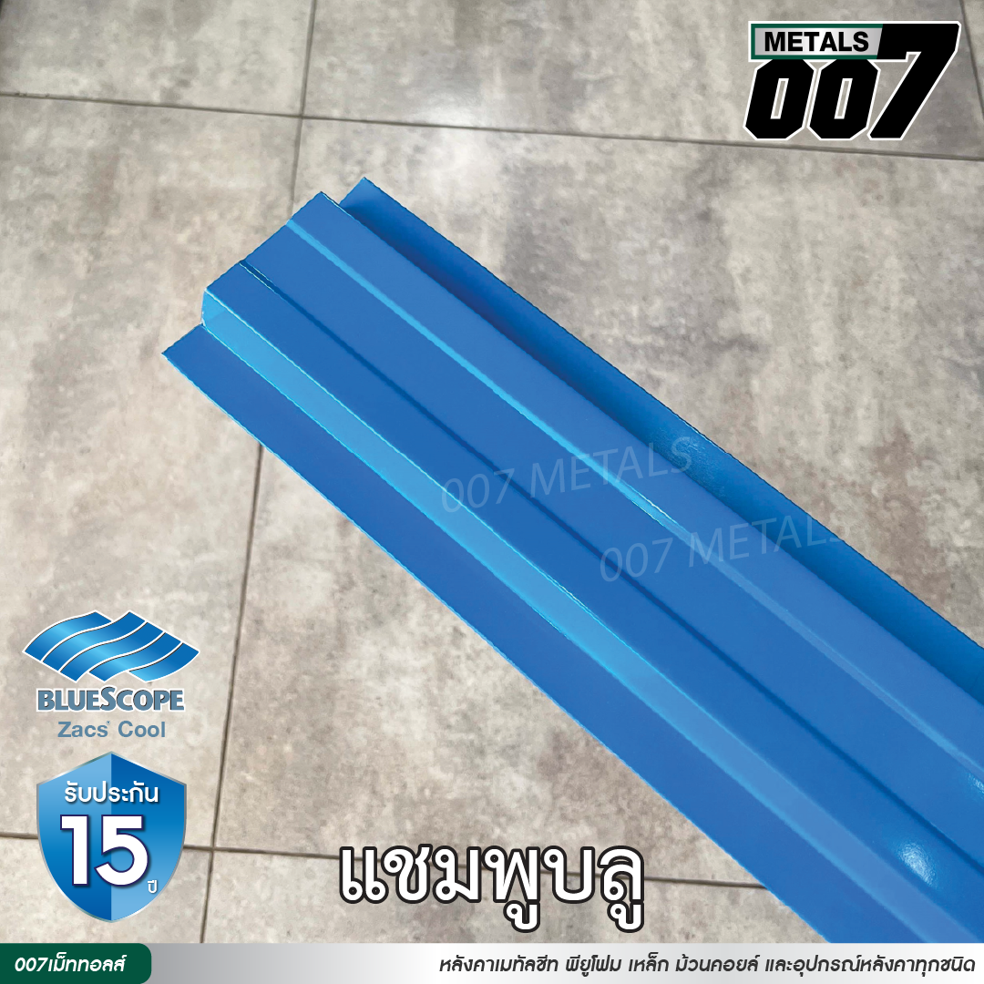 ลอนรั้ว บลูสโคป กว้าง 10 ซม. สีแชมพู บลู