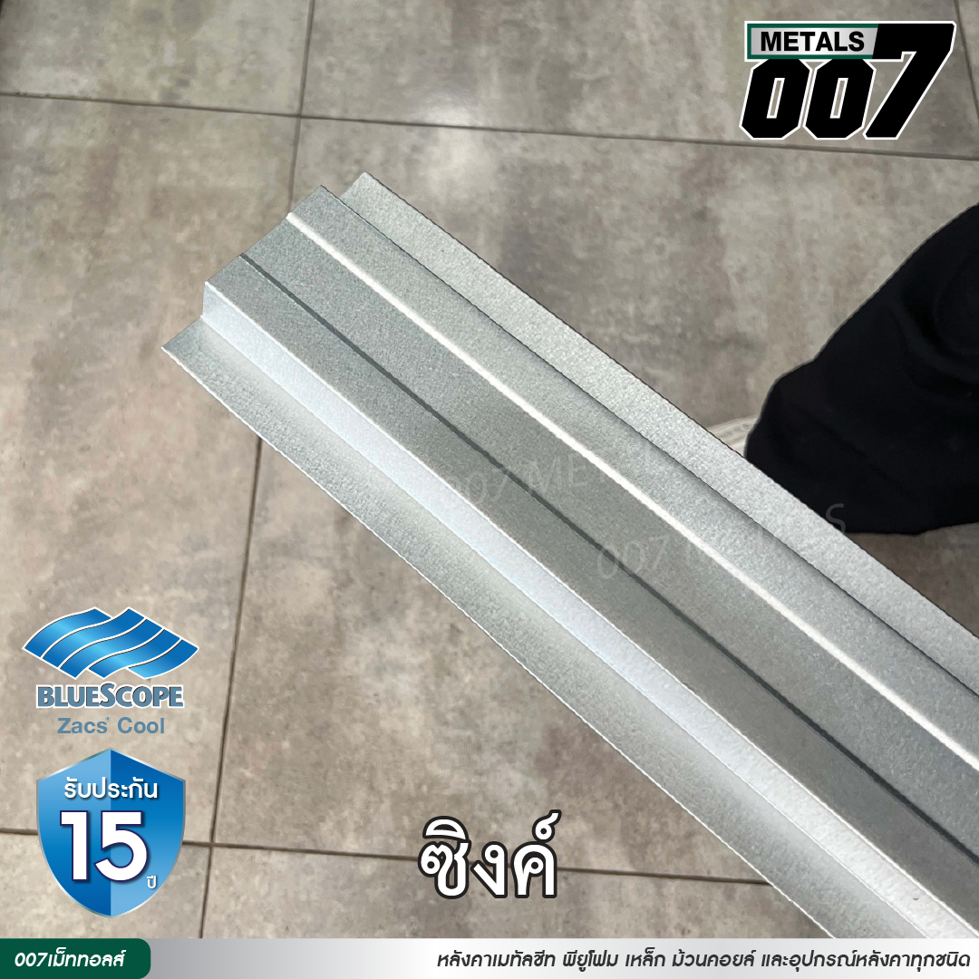 ลอนรั้ว บลูสโคป กว้าง 10 ซม. สีซิงค์