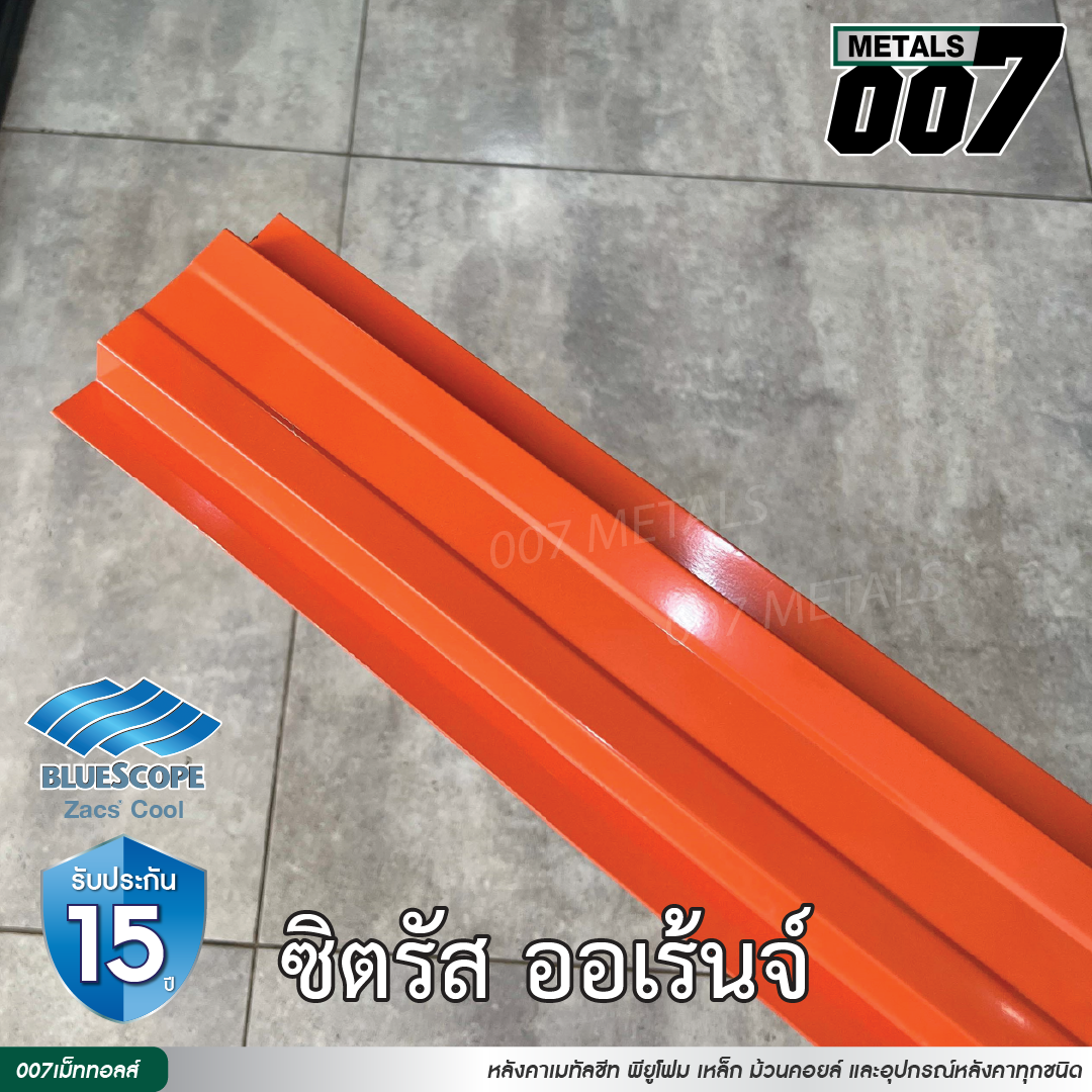 ลอนรั้ว บลูสโคป กว้าง 10 ซม. สีซีตรัส ออเร้นจ์